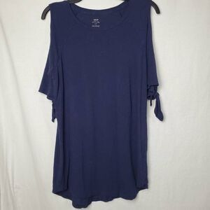 Aerie Large Navy Blue Cold Shoulder Top